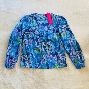 Lilly Pulitzer Bernadette Top in Macaw Blue size XXS MSRP $128 New with Tags